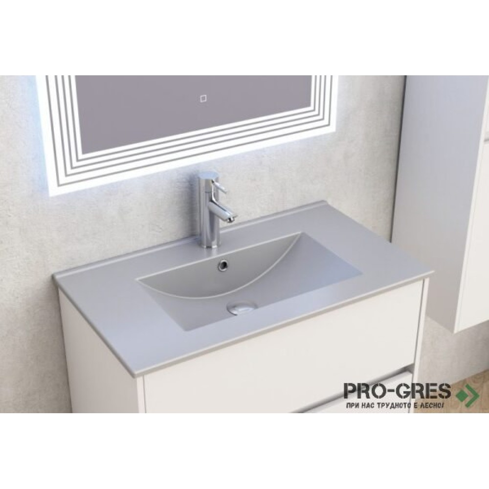 Долен шкаф за баня 80cm,с мивка, сив мат, Inter Ceramic ICP 7955+ICC 8066G