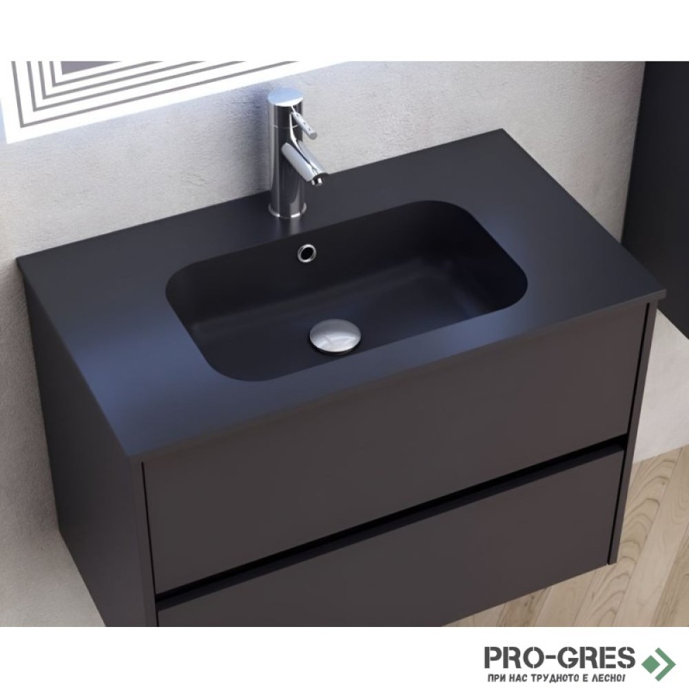 Долен шкаф за баня 80cm Блейк, черен мат, Inter Ceramic ICP 7955MB БЛЕЙК