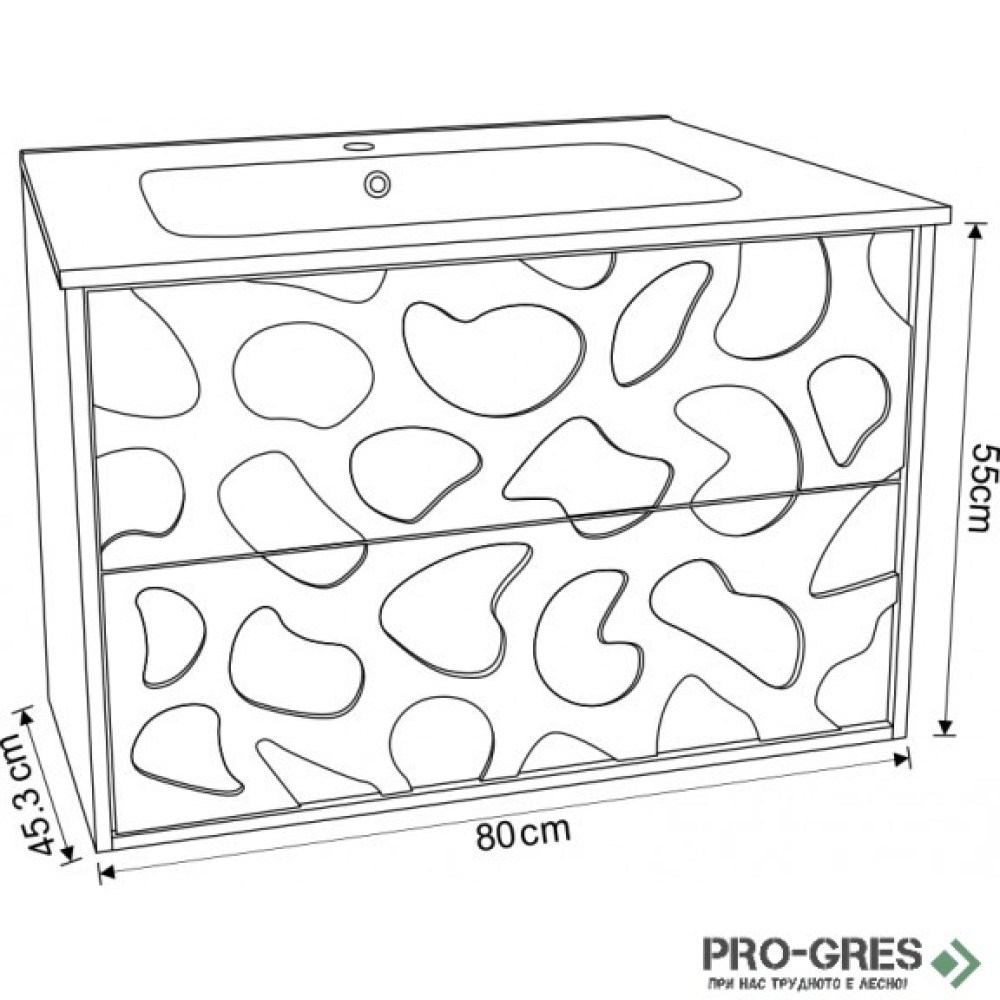 Долен PVC шкаф за баня 80см, Inter Ceramic ICP 8045B