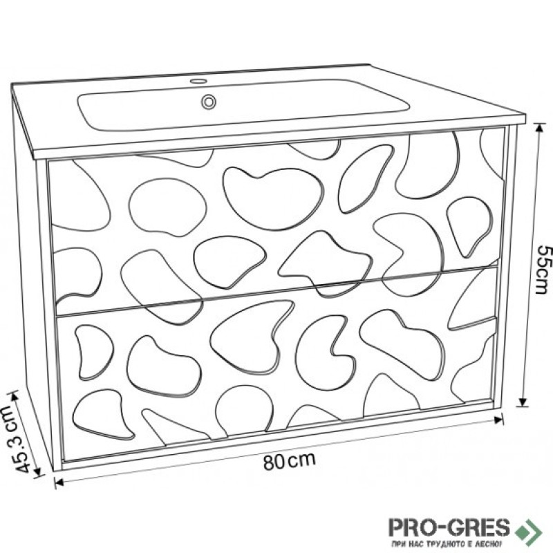 Долен PVC шкаф за баня 80см, Inter Ceramic ICP 8045B