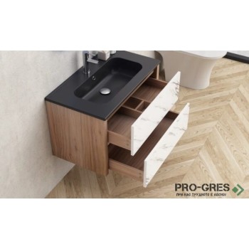 Долен шкаф за баня 81cm, с мивка, черен мат, Inter Ceramic ICP 8050MB Долен шкаф за баня 81cm, с мивка, черен мат, Inter Ceramic ICP 8050MB