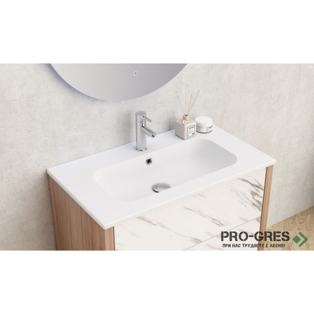 Долен шкаф за баня 81cm,с мивка, бял мат, Inter Ceramic ICP 8050MW