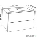 Долен шкаф за баня 81cm,с мивка, бял мат, Inter Ceramic ICP 8050MW