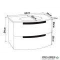 Долен PVC шкаф за баня със стъклен умивалник 80см, Inter Ceramic ICP 8064