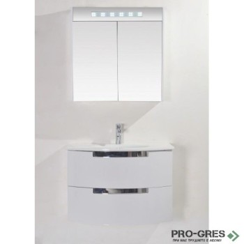 Долен PVC шкаф за баня със стъклен умивалник 80см, Inter Ceramic ICP 8064