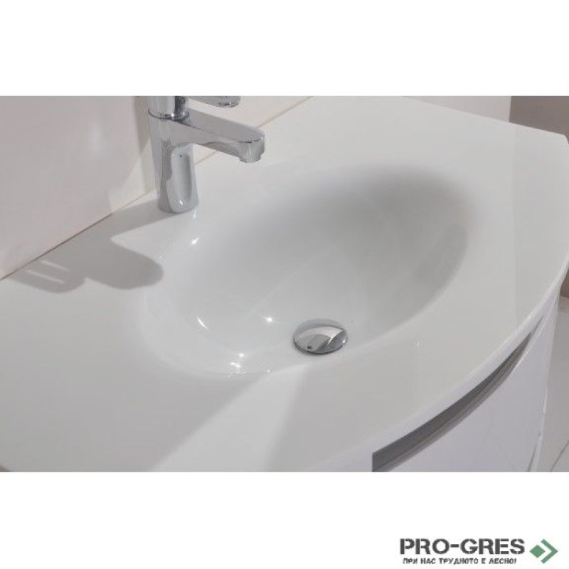 Долен PVC шкаф за баня със стъклен умивалник 80см, Inter Ceramic ICP 8064