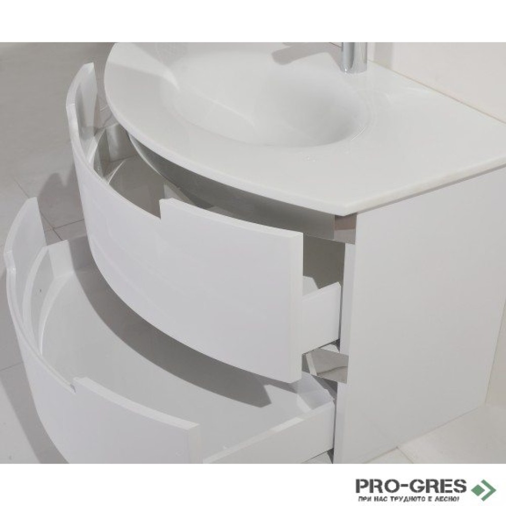 Долен PVC шкаф за баня със стъклен умивалник 80см, Inter Ceramic ICP 8064