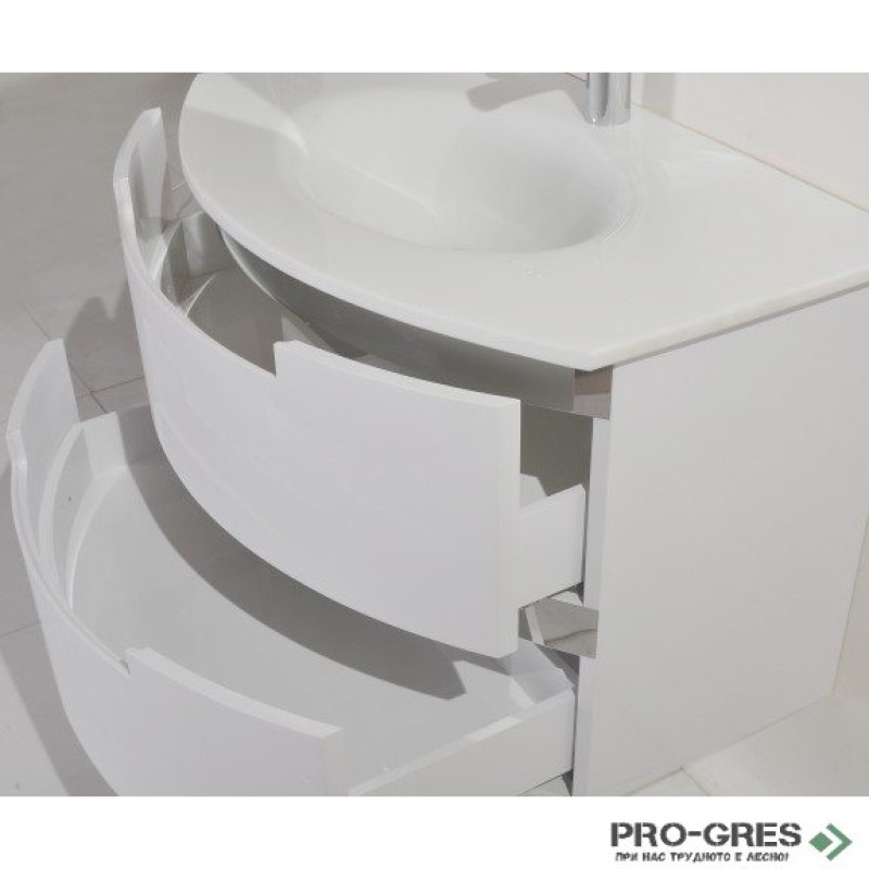 Долен PVC шкаф за баня със стъклен умивалник 80см, Inter Ceramic ICP 8064