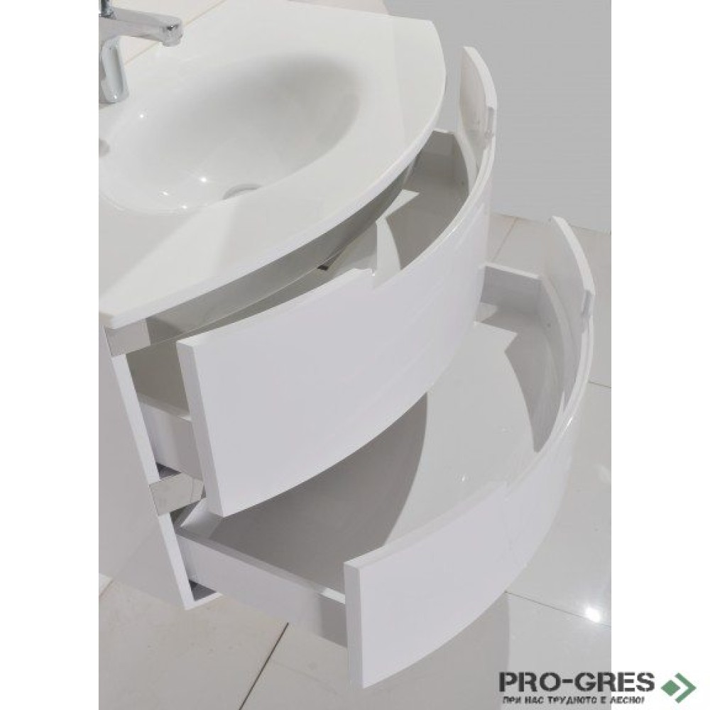 Долен PVC шкаф за баня със стъклен умивалник 80см, Inter Ceramic ICP 8064
