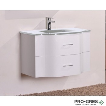 Долен PVC шкаф за баня със стъклен умивалник 80см, Inter Ceramic ICP 8080W