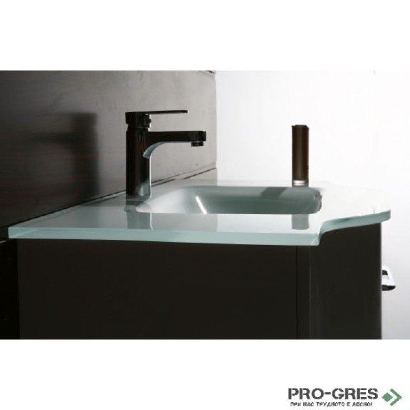 Долен PVC шкаф за баня със стъклен умивалник 80см, Inter Ceramic ICP 8080W
