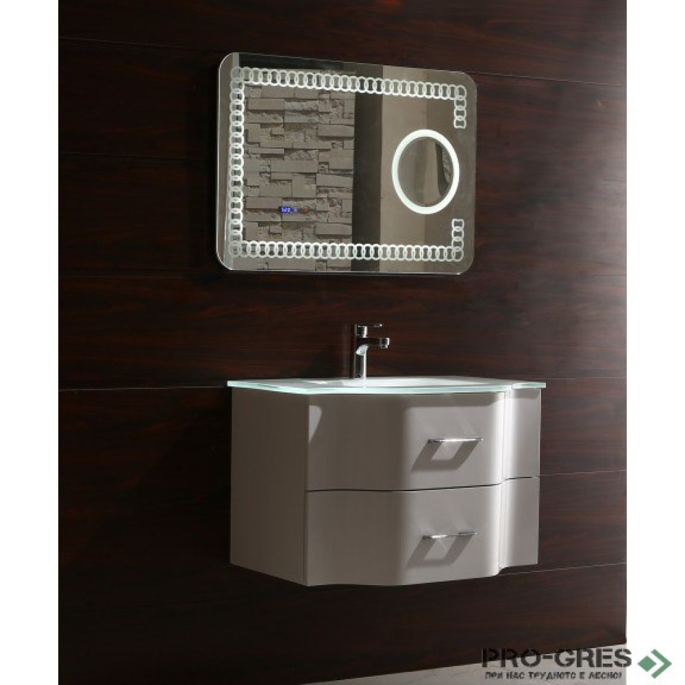 Долен PVC шкаф за баня със стъклен умивалник 80см, Inter Ceramic ICP 8080W