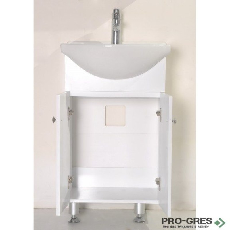 Стоящ шкаф за баня, PVC, бял, с умивалник, Inter Ceramic ICP 8591