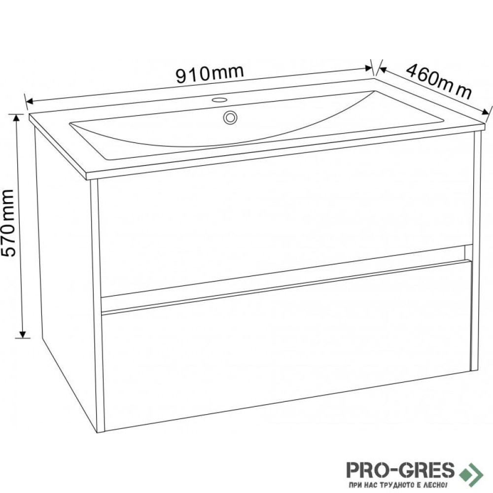 Долен шкаф за баня 91cm , Inter Ceramic  ICP 9055MG