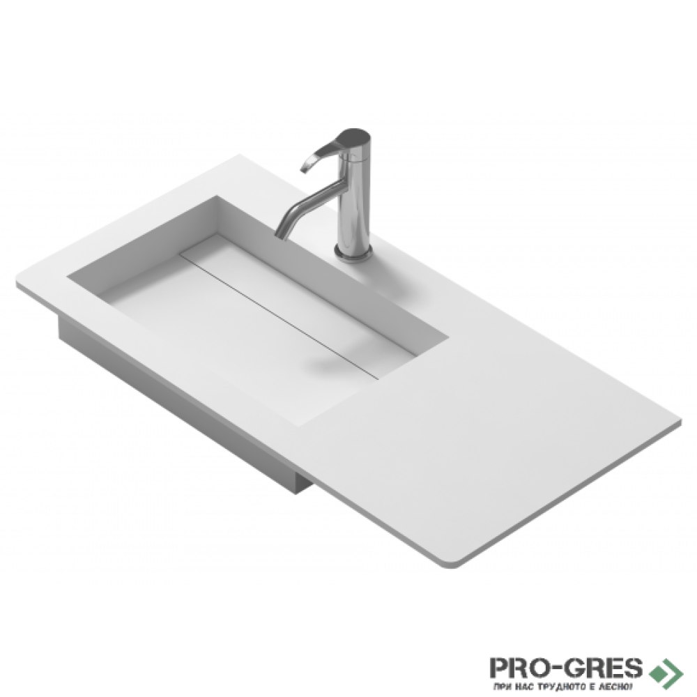 Долен PVC шкаф за баня 90см, ляво корито с умивалник, Inter Ceramic ICP 9060L 