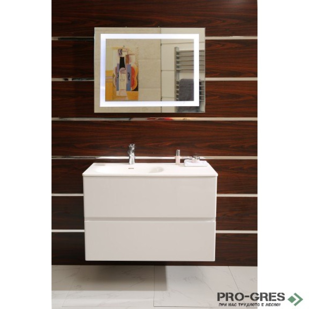 Долен PVC шкаф за баня 90см, ляво корито с умивалник, Inter Ceramic ICP 9060L 
