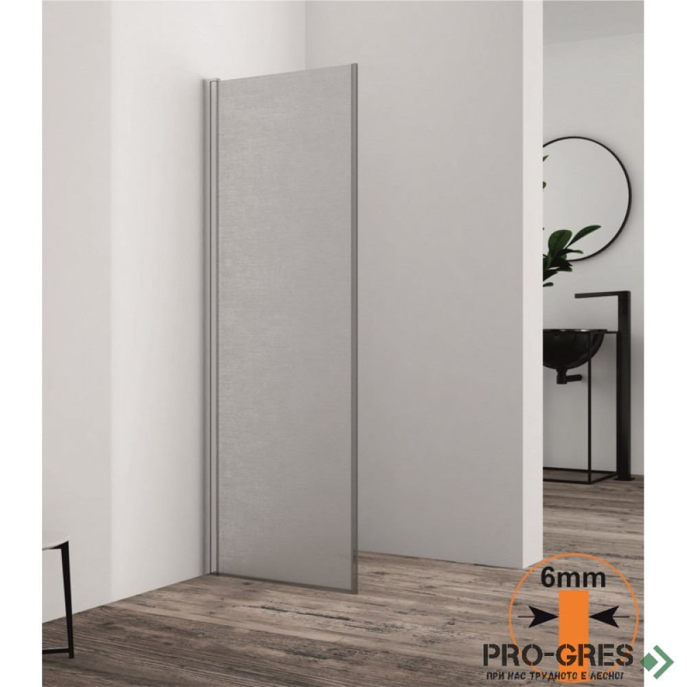Параван за баня, с панти, хром, 40-60см, 6мм матирано стъкло, Inter Ceramic ICS 113-2FS/40