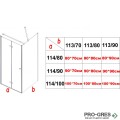 Параван за баня, стационарен, хром, 70-90см, 6мм матирано Fabric стъкло, Inter Ceramic  ICS 113FS/70 NANO