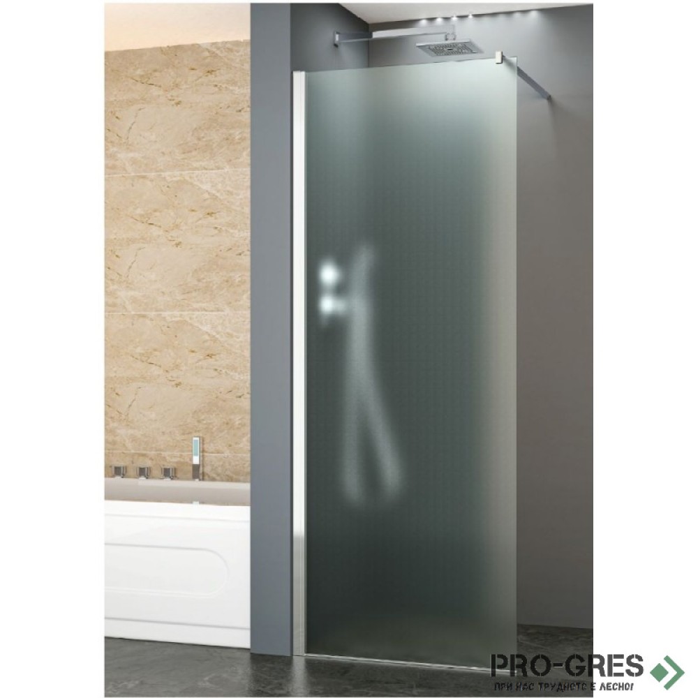 Параван за баня, стационарен, хром, 70-90см, 6мм матирано Fabric стъкло, Inter Ceramic  ICS 113FS/70 NANO
