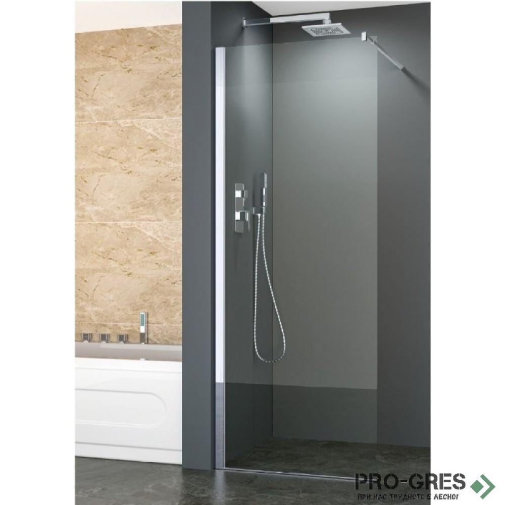 Параван за баня, стационарен, хром, 70см, 8мм закалено стъкло, Inter Ceramic ICS 113TR/70 NANO