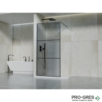 Параван за баня, стационарен, черен,90см, 4мм сиво стъкло, Inter Ceramic ICS 123B/90 Параван за баня, стационарен, черен,90см, 4мм сиво стъкло, Inter Ceramic ICS 123B/90