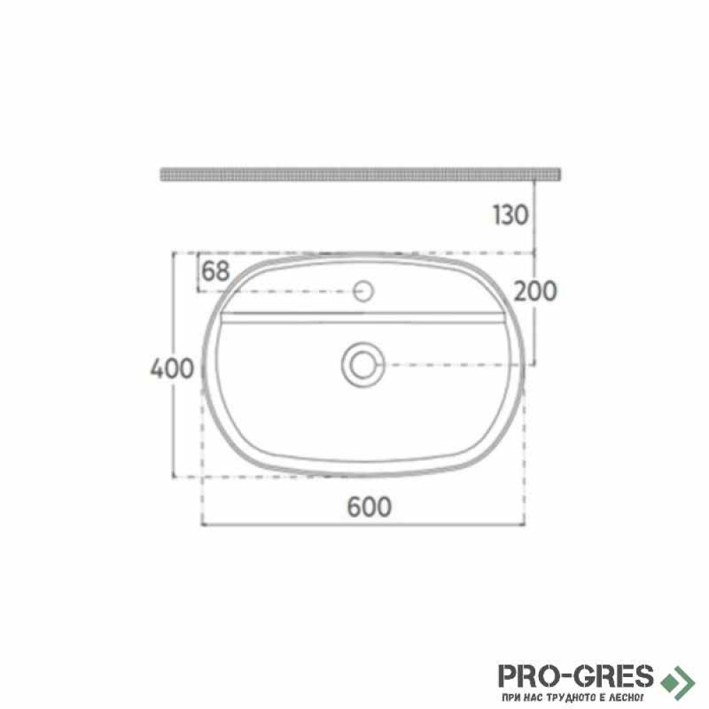 Мивка върху плот с отвор за смесител, 60x40см, бежова Isvea Infinity 10NF65060-2K