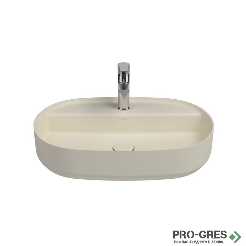 Мивка върху плот с отвор за смесител, 60x40см, бежова Isvea Infinity 10NF65060-2K