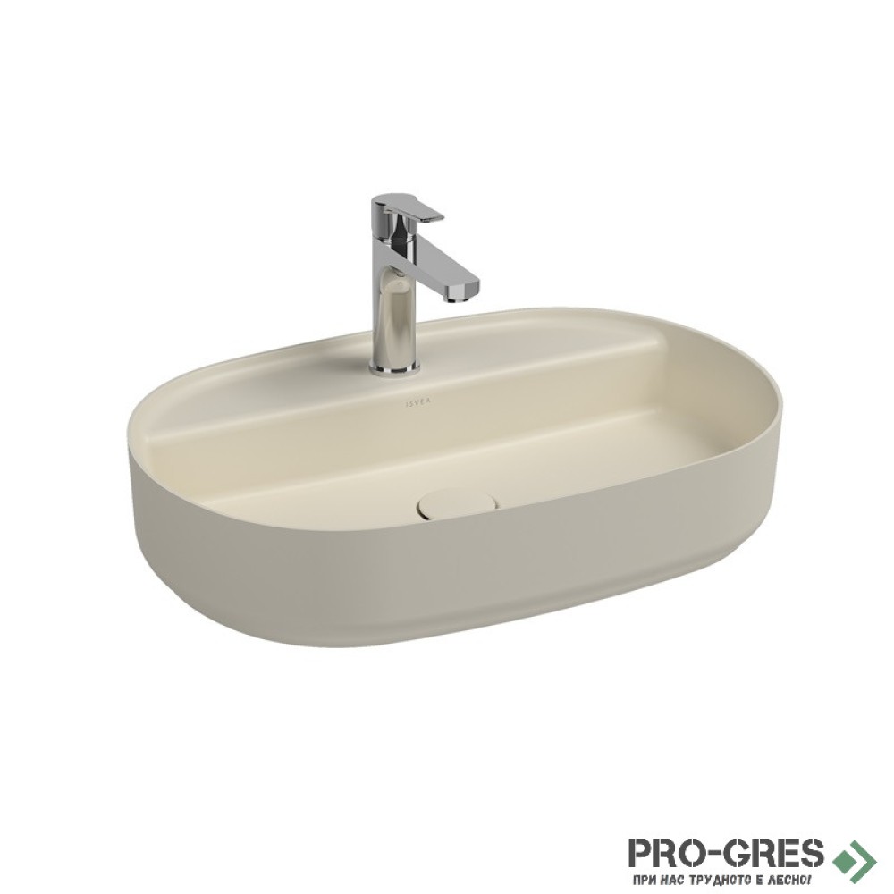 Мивка върху плот с отвор за смесител, 60x40см, бежова Isvea Infinity 10NF65060-2K