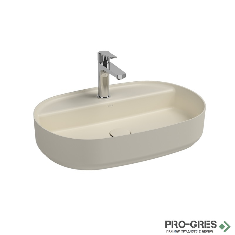 Мивка върху плот с отвор за смесител, 60x40см, бежова Isvea Infinity 10NF65060-2K