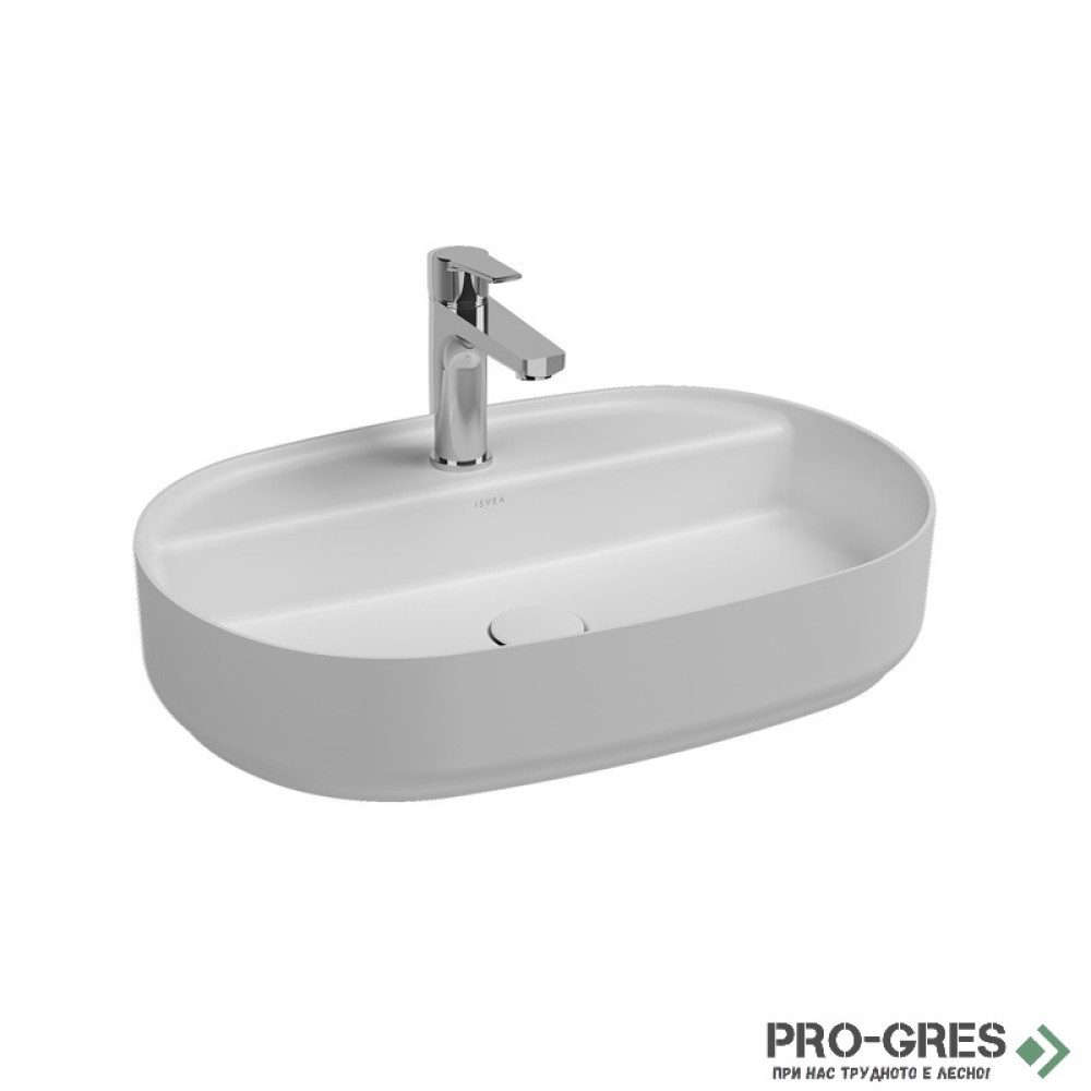 Мивка върху плот с отвор за смесител, 60x40см, бял мат Isvea Infinity 10NF65060-2L