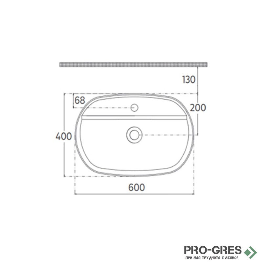 Мивка върху плот с отвор за смесител, 60x40см, черен мат Isvea Infinity 10NF65060-2N