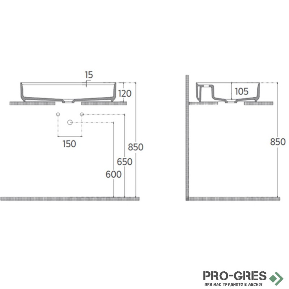 Мивка върху плот с отвор за смесител, 60x40см, черен мат Isvea Infinity 10NF65060-2N