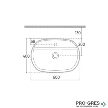 Мивка върху плот с отвор за смесител, 60x40см, розова Isvea Infinity 10NF65060-2S