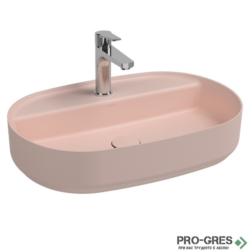Мивка върху плот с отвор за смесител, 60x40см, розова Isvea Infinity 10NF65060-2S