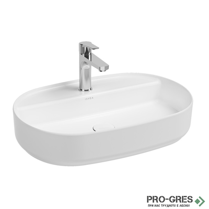 Мивка върху плот с отвор за смесител, 60x40см, бял гланц Isvea Infinity 10NF65060