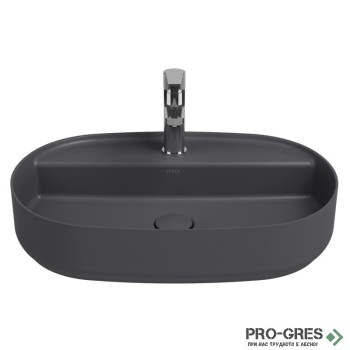 Мивка върху плот с отвор за смесител, 60x40см, антрацит Isvea Infinity 10NF650602C