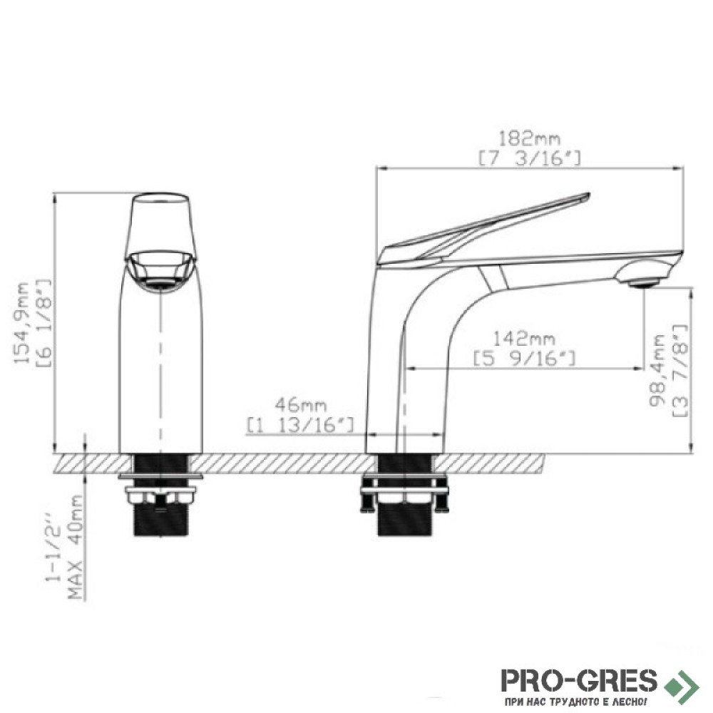 Нисък смесител за мивка, антрацит, Karag Lea Gun Metal B05001