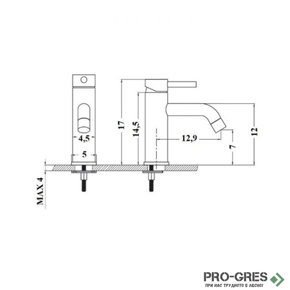 Смесител за мивка без изпразнител, хром KARAG ARTEMIS B205A01