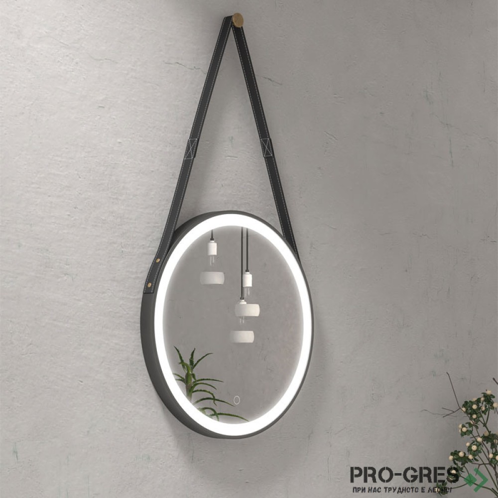 Огледало за баня с Led осветление, ф50 см, черна рамка Karag ANATOLI PIM 0154