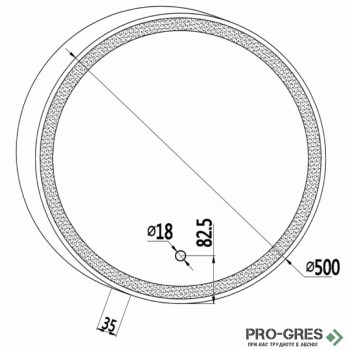 Огледало за баня с Led осветление, ф50 см, черна рамка Karag ANATOLI PIM0154