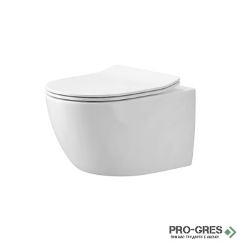 Конзолна тоалетна чиния, бяла, RIMLESS с капак с плавно затваряне, KARAG NEW LUNA 2034