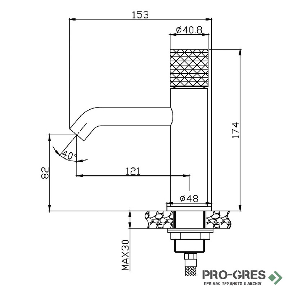 Смесител за мивка, без изпразнител, хром, Karag, Joan Brass Pattern, 24601-424A-BP