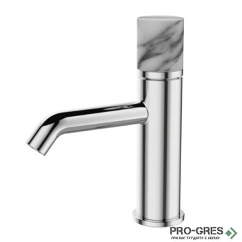 Смесител за мивка, без изпразнител, хром, Karag, Joan Marble white , 24601-424A-MB