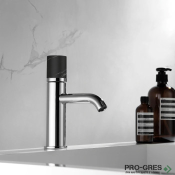 Смесител за мивка, без изпразнител, хром, Karag, Joan Marble nero , 24601-424A-MN