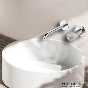 Смесител за вграждане за мивка, хром, Karag, Joan Marble white, 24686-425A-MB