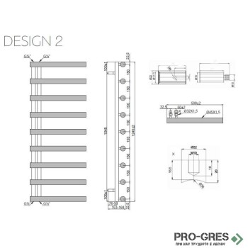Лира за баня, стоманена, хром, Karag, Design 2, 5206836062969