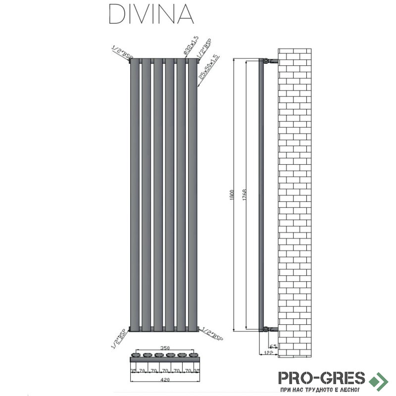 Лира за баня, стоманена, черна, Karag, Divina, 5206836063089