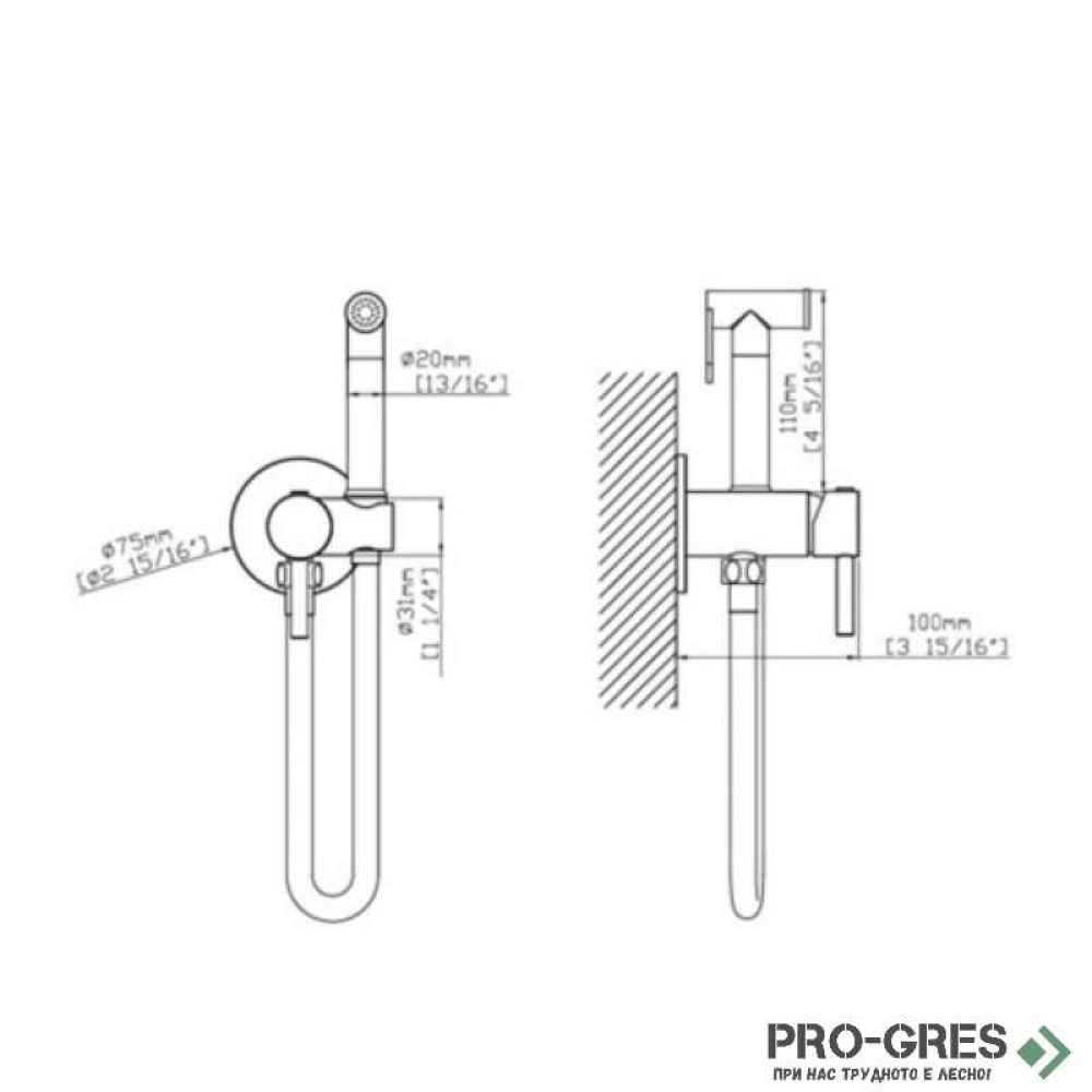 Хигиенен душ за вграждане, хром, Karag ARTEMIS SO746-C