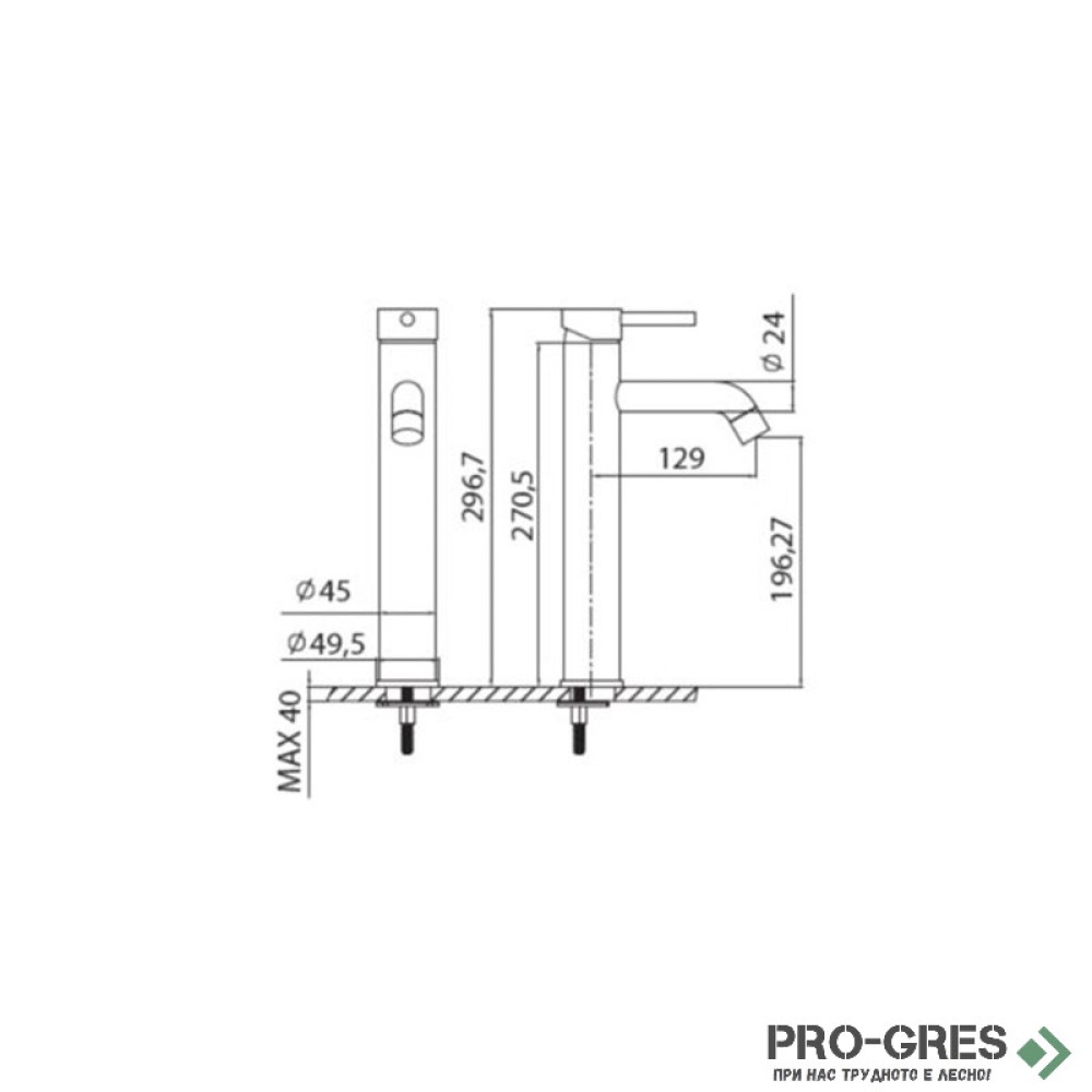 Висок смесител за мивка, хром с финиш сатен KARAG ARTEMIS B205A02-S