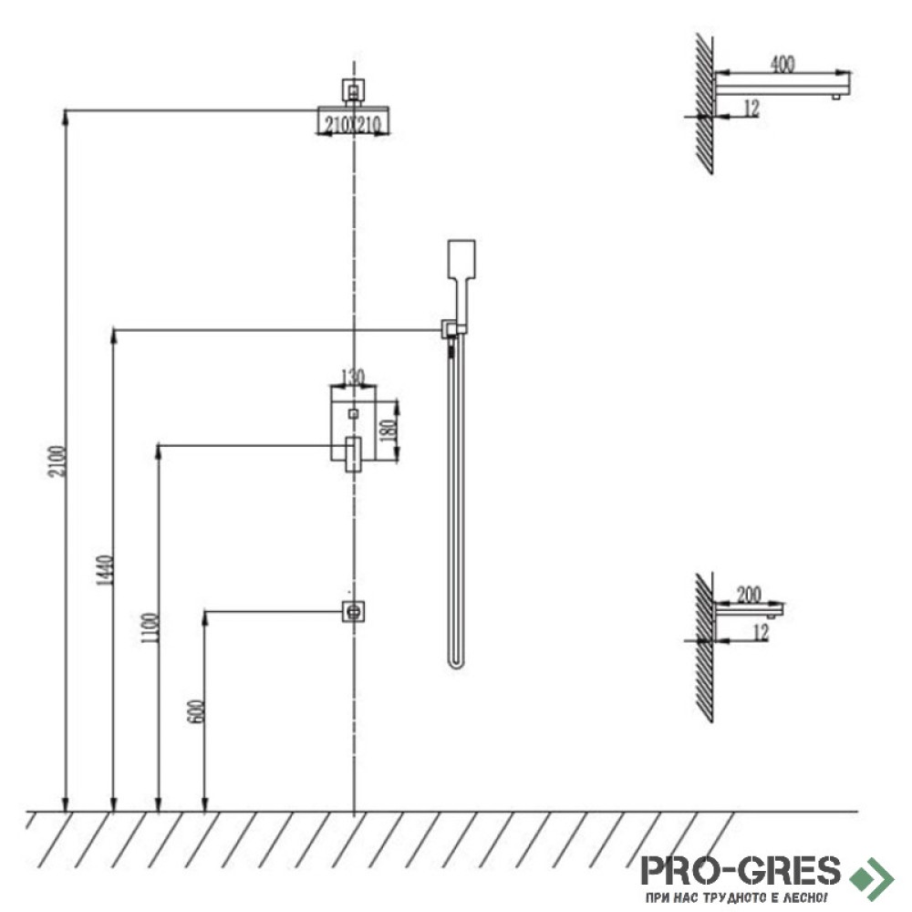 Комплект душ система за вграждане, хром Karag Set Delos CFT205-CP